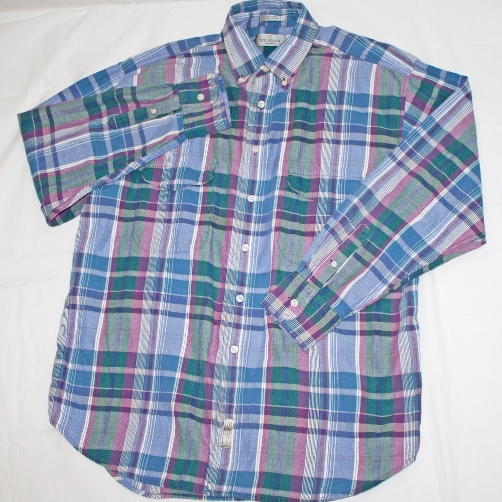 Bill Blass Long Sleeve Button Front‎ Plaid Shirt